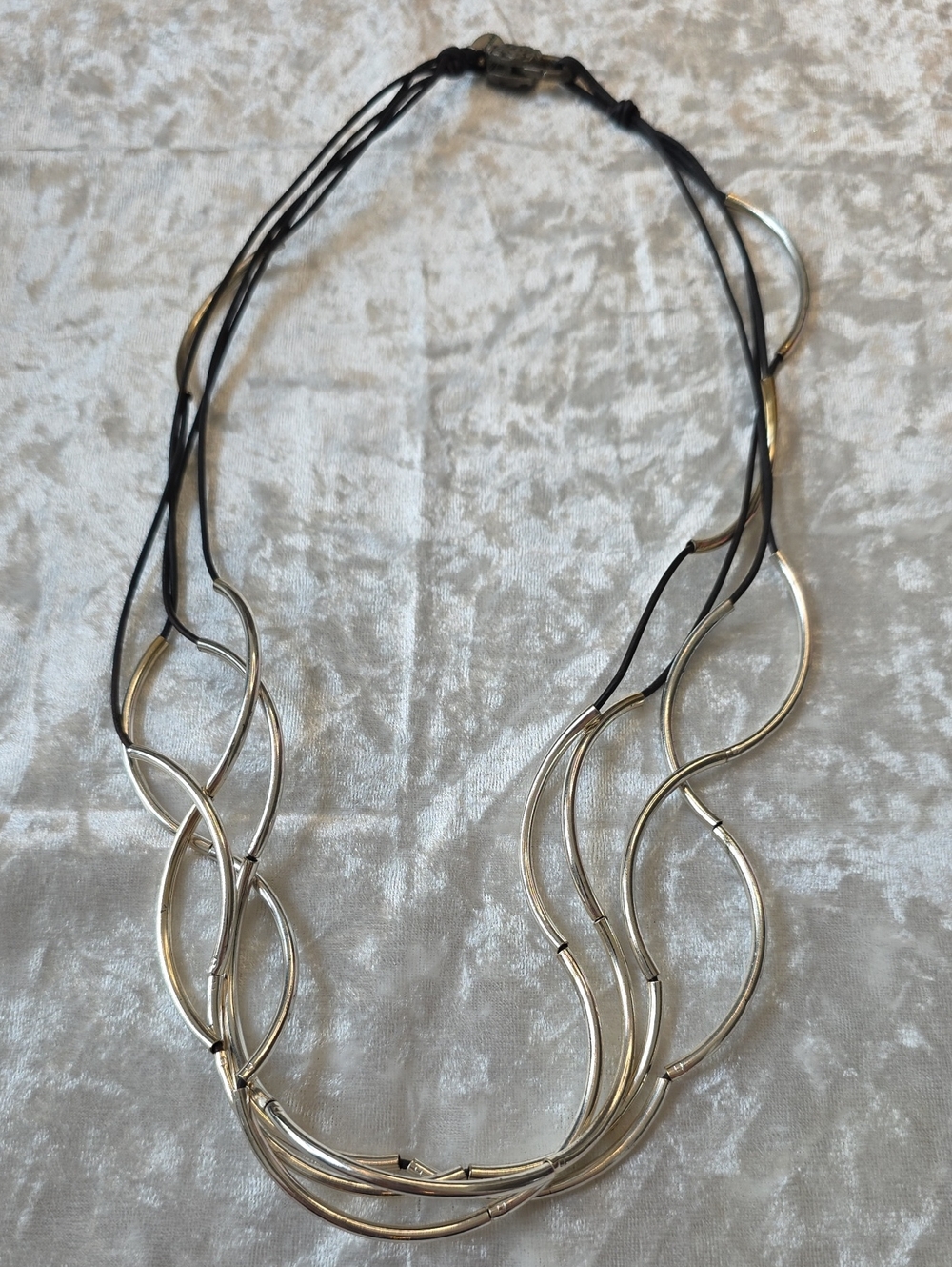 Lizzy James Silver and Black Multi-Loop Boho Statement Necklace